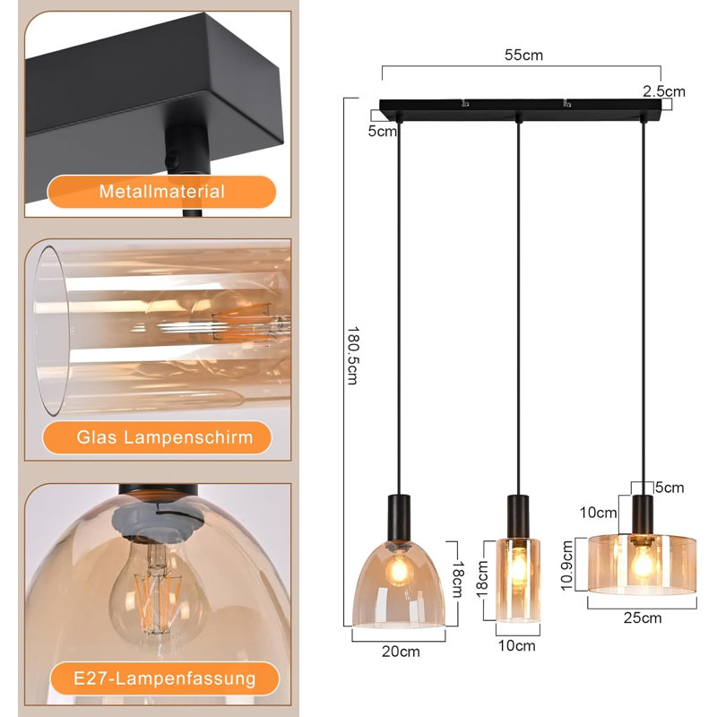 3 - Light Matte Black Pendant
