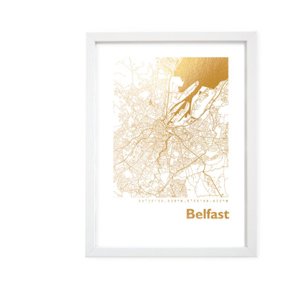 Belfast Map - Single Picture Frame Print
