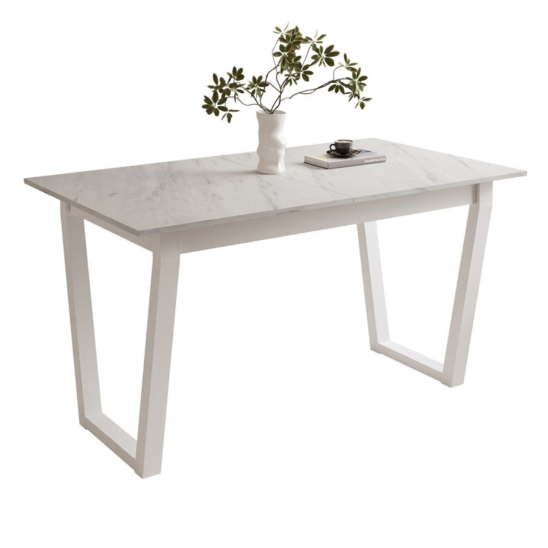 Extendable table ARTON II  140 cm,  "V" legs, White, Levanto Marble