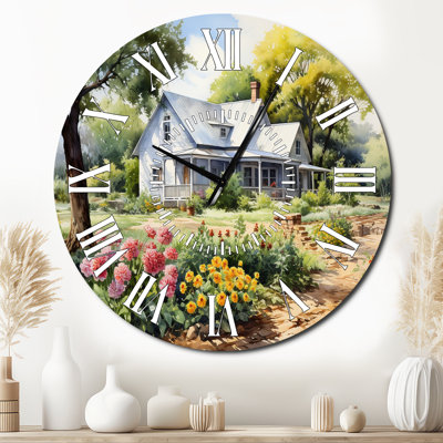 Farmhouse Frontyard Oasis I - Farm White Face Wall Clock
