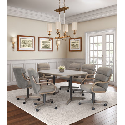 7-Piece Extendable Double-Pedestal Caster Dining Set