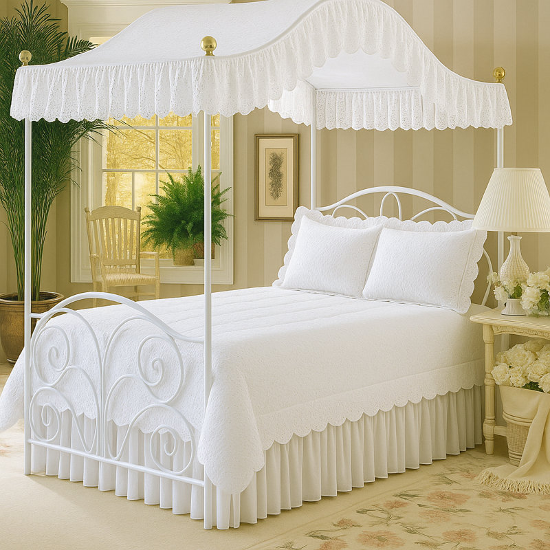 Solid Color Cotton Blend Bed Canopy, Full, Lavender