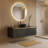 48" Modern Floating Vanity With Black Sintered Stone Top, Geometric Twill Doors With Metal Trim, 4 Vessel Sink Options (Black)-574426034