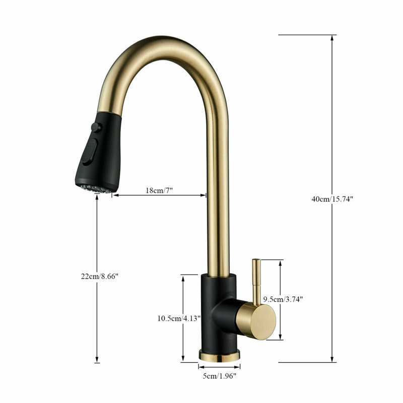 Senlesen Pull Out Kitchen Faucet, Brushed Gold/Black