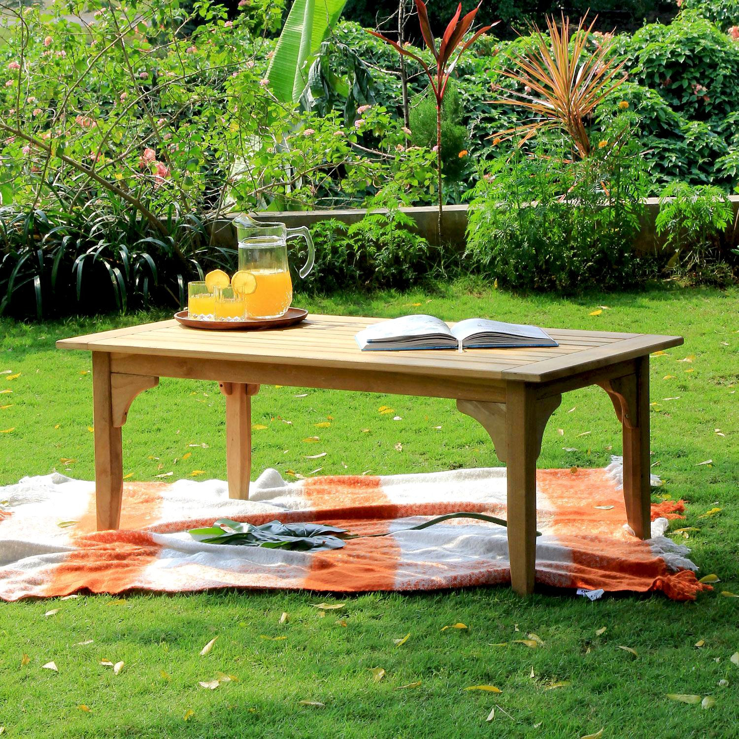 Summerton 6-Person Teak Patio Seating Group, Navy Performance Olefin