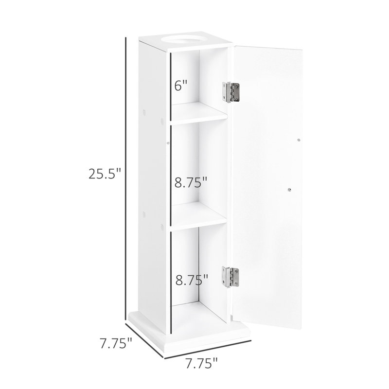 Bathroom Corner Storage Cabinet - White Small Organizer With Shelves Modern Fashionable Design Floor Doors & For Toilet Paper And Shampoo Space Saver