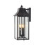 Lanterne murale d'extérieur 21,5 po en métal 3 lumières avec abat-jour en verre