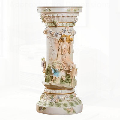 Piédestal de colonne romaine rétro de luxe, pilier en résine avec relief féerique et floral, présentoir élégant pour le salon, le vestibule et la décoration intérieure