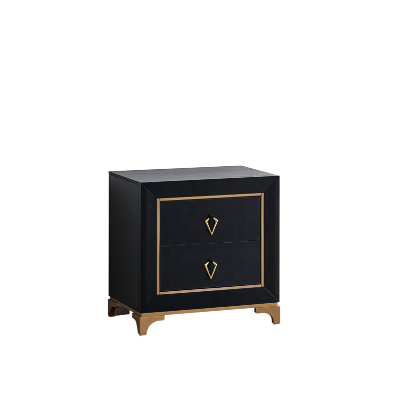 Kramer 24D8EB2388794E90AE0A2E8FD3B3DB86 NIGHTSTAND , Black/Gold