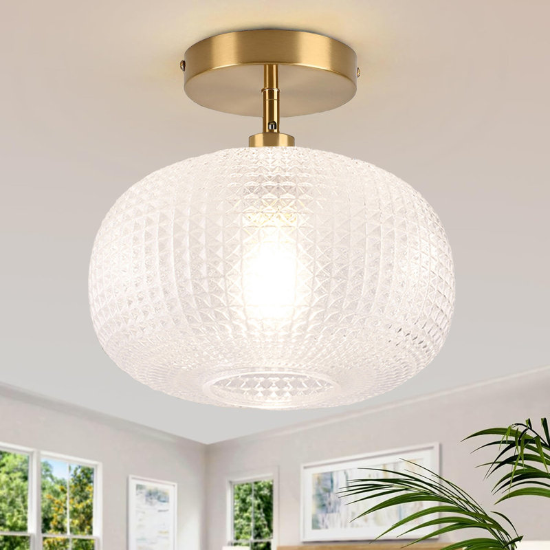 Plafonnier semi-encastré doré, luminaires de couloir, luminaire de plafond rétro, plafonnier en verre globe, plafonnier suspendu, éclairage de maison de campagne pour entrée de salle de bain