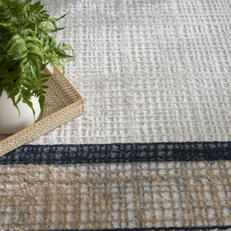 Leuchte Grey Navy Modern Indoor Rug, Rectangle 7'10" x 9'10"