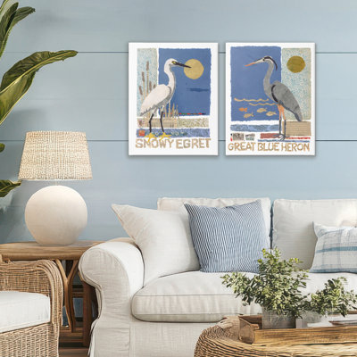 Snowy Egret & Great Blue Heron 2pc Canvas Set, design by Nancy Overton