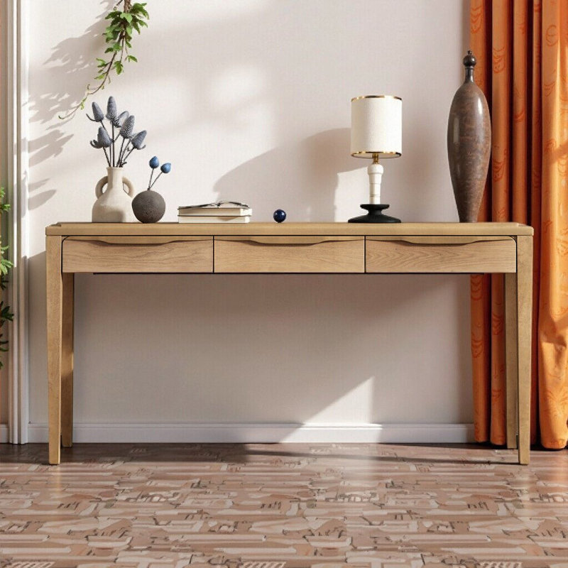 Console à 3 tiroirs, style campagne douce pour le salon et le vestibule, Natural