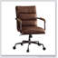 Fauteuil de bureau rétro Harith en cuir pleine fleur, avec hauteur réglable et accoudoirs en bois pour un confort et un style ultimes.