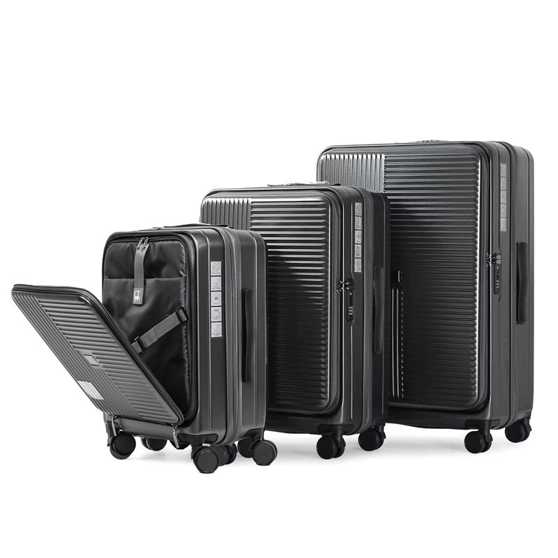 Luggage,With Front Opening,Tsa Approved Lock,Hardshell Suitcase, Gray