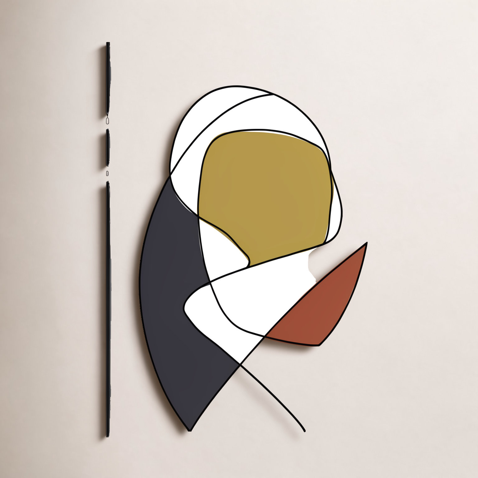 Abstract Tribeca 3, Black, 61.5" H x 41.5" W x 2" D