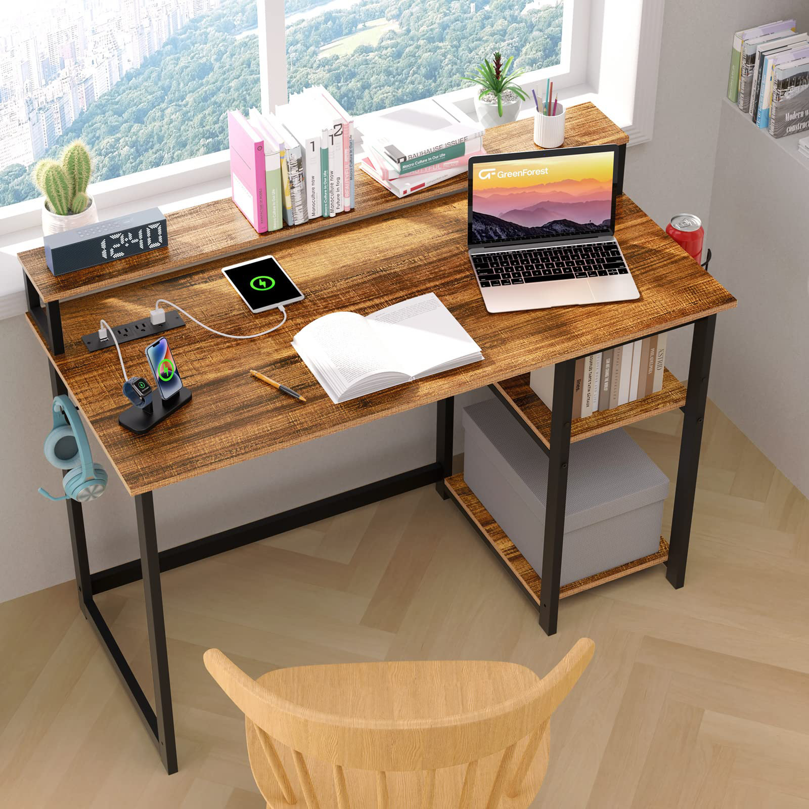 Latitude Run® Gianelli Desk with Built in Outlets | Wayfair