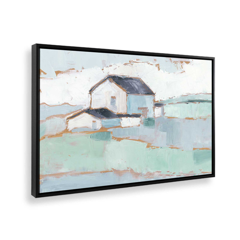 Farmhouse on Open Fields II, reproduction sur toile dans un cadre, H 12,75 po x l 18,75 po, Noir satiné