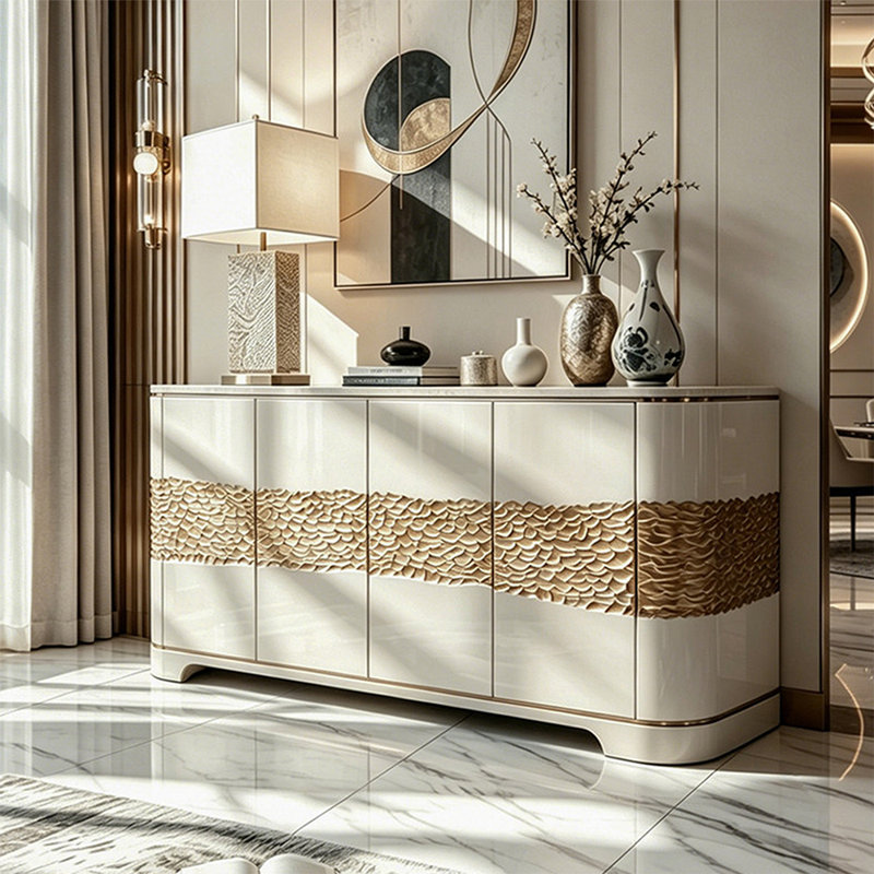 Armoire d'entrée moderne en fer martelé sculpté