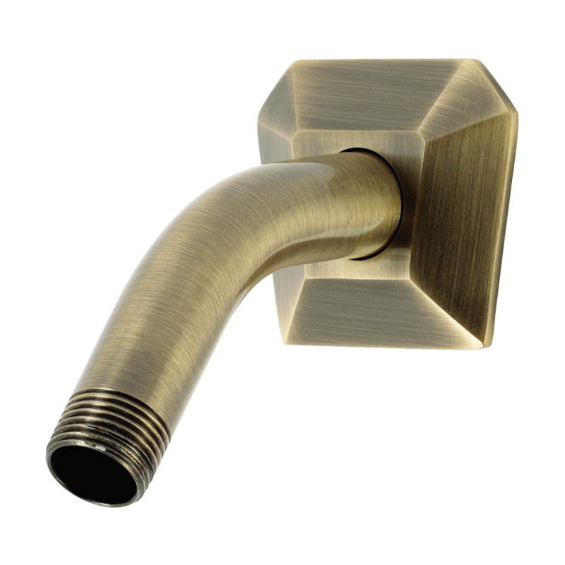 Bras de douche en laiton avec bride hexagonale Kingston, Antique Brass