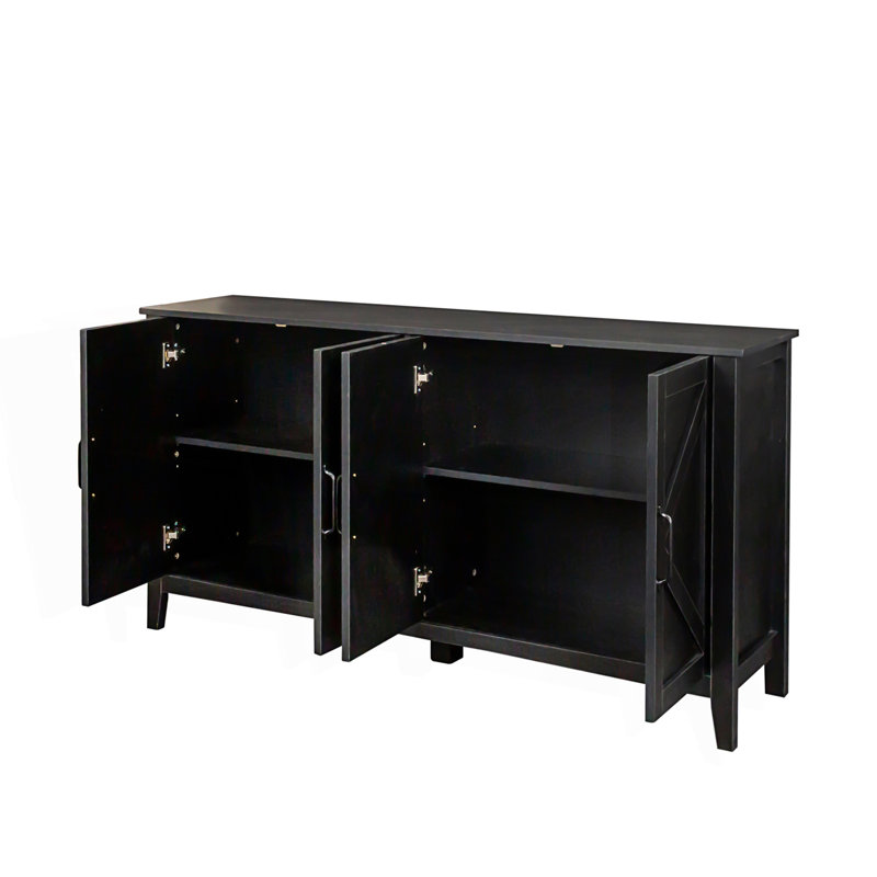 Armoire moderne avec 4 portes, armoire de rangement autoportante et armoire de plancher pour hall d'entrée