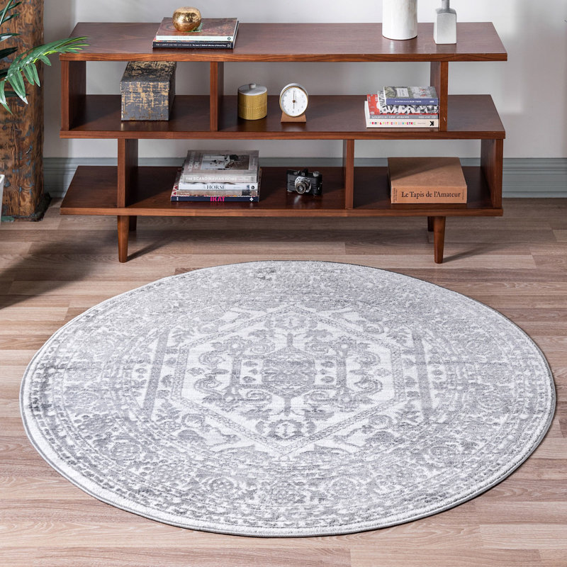 Tapis traditionnel urbain de couleur coyote, Rond 7 pi 10 po