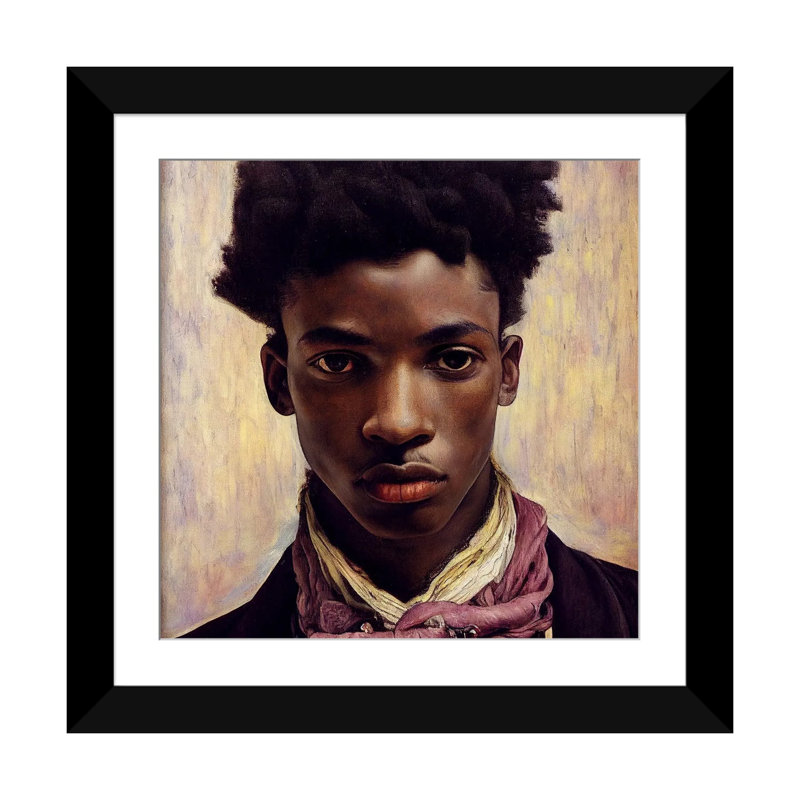 Young Poet, 2023, Black Open Corner Frame Paper, 16" H x 16" W x 1" D