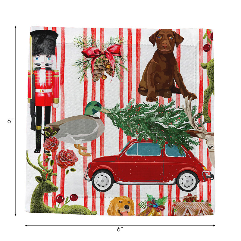 Ultimate Christmas Cotton Sateen Cocktail Napkins, 	Stripe