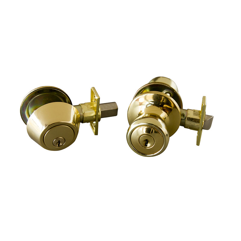 Complete Terrace Entry Knob Set with Deadbolt, Polished Brass