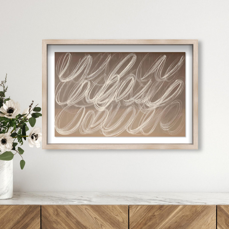 Oliver Gal Coastal Mirage V Abstract - Luxury Shadowbox Framed Wall Art, 38" H x 56" W, Cream