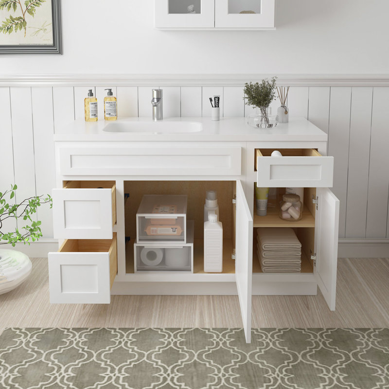 Base de meuble-lavabo simple 51 po seulement, Blanc