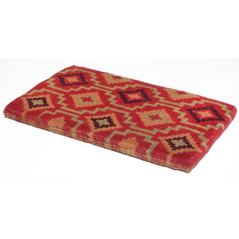 Handwoven Multicolor Coir Outdoor Doormat with Geometric Pattern