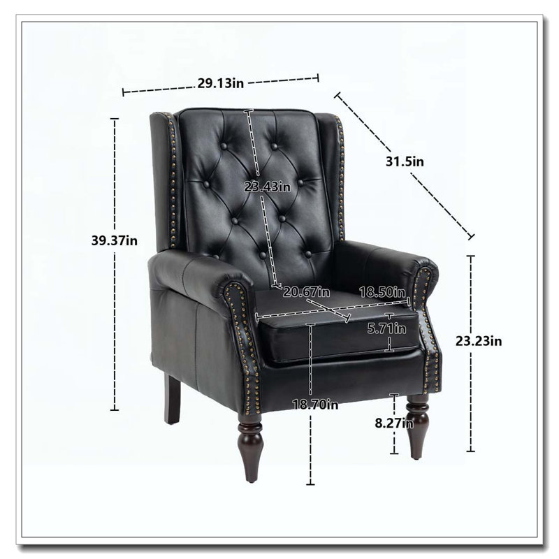 Fauteuil avec cadre en bois, Polyuréthane noir