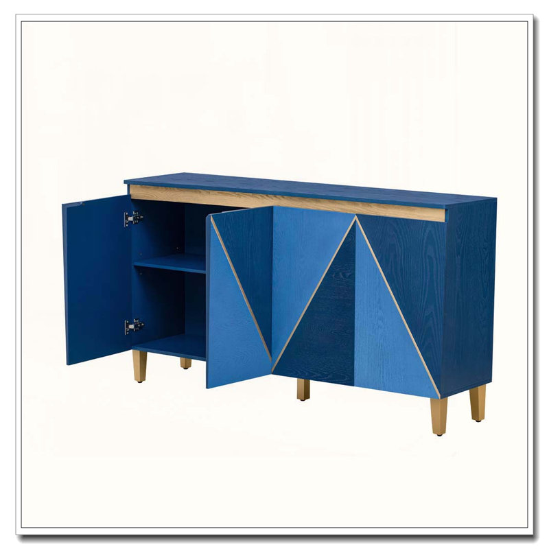Buffet rétro 60 "avec portes à effet dimensionnel et tablettes réglables, Marine