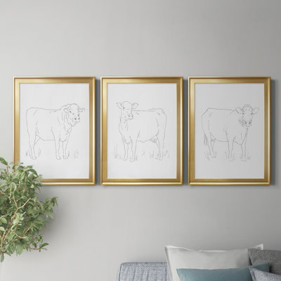 " Limousin Cattle I " 3 - Pieces Painting Print