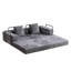 Lit futon confortable gris foncé avec support pour le dos et accoudoirs, conception convertible, chenille de haute qualité, rembourrage en mousse à mémoire de forme, coussin de sol pour salon 3 places, mousse, sieste-27323159