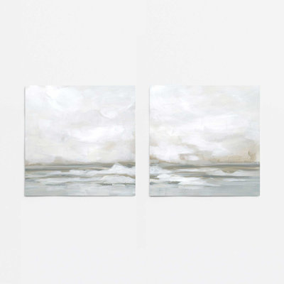 Winter Seascape Serenity, ensemble de 2 toiles encadrées