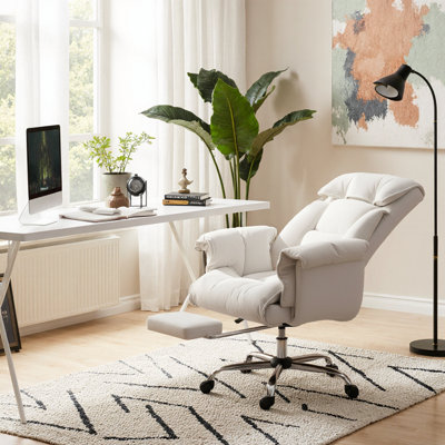 Chaise de bureau ergonomique ultime avec dossier inclinable et repose-pieds pliable | Confort moelleux pour une productivité et une détente toute la journée
