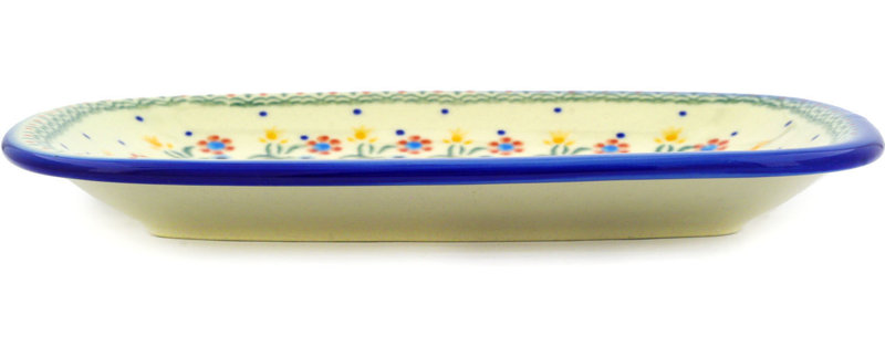 Spring Flowers Stoneware Platter, 0.87" H x 9.84" W x 7.05" D