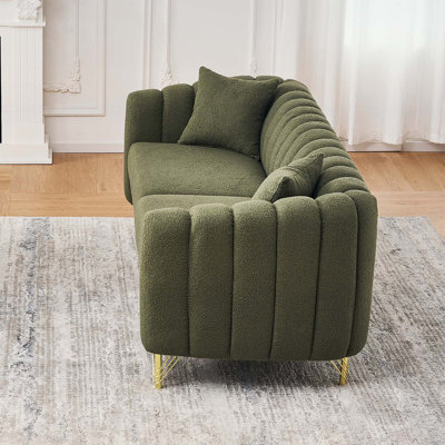 83 Inch Oversized Chenille Sofa, Luxury 3 Seater Deep Couch with Gold Metal Legs for Modern Living Spaces