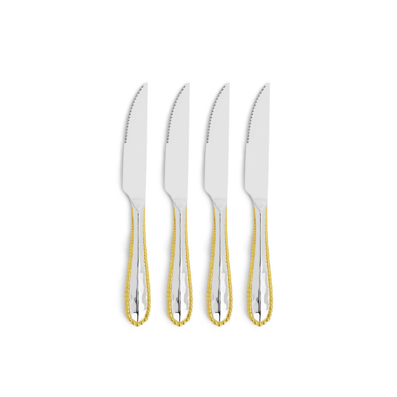 Molten 4 - Piece Stainless Steel Steak Knife Set, Gold