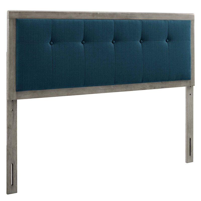 Draper Tufted Fabric and Wood Headboard, Queen, Gray/Azure