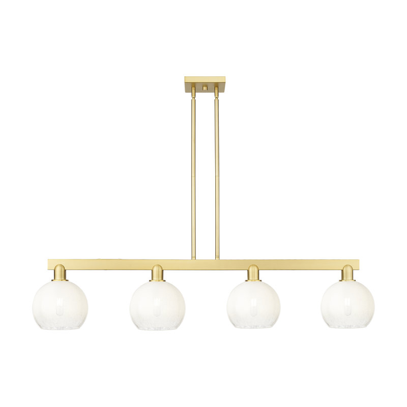 Éclairage pour îlot suspendu 4 lumières Brookhaven Globe, Or satiné, Opale
