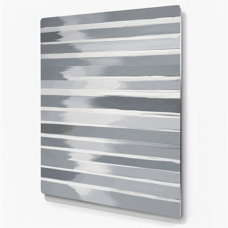 Art mural en métal gris clair blanc diagonal, H 30 po x l 20 po