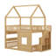 Lit mezzanine double avec lumières DEL, lit maison avec toit, fenêtre-122644464