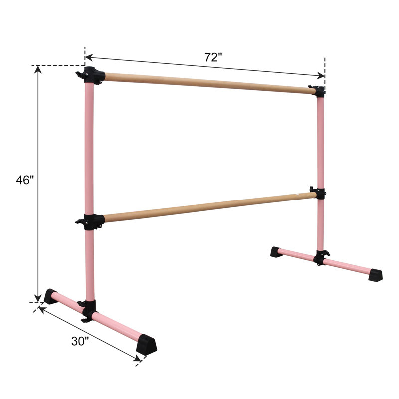 Barre de ballet rose réglable de 6 pi pour la pratique de la danse et le home studio, Pink