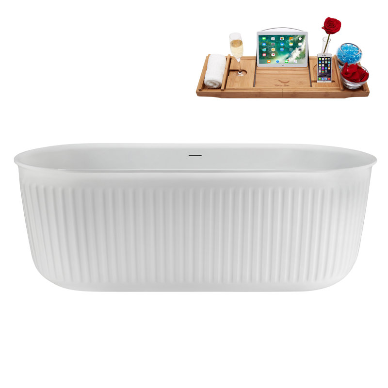 Baignoire autoportante 67 "avec drain 67" Streamline, Noir mat