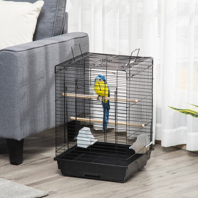 Bird Cage 59cm Openable Top Stand for Parakeet Sun Conures Black