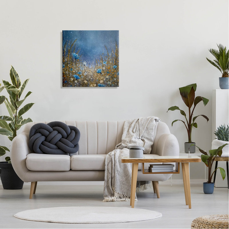 Art de giclée de prairie botanique bleu profond par Jennifer Taylor Art, H 24 po x l 24 po x P 1,5 po, Toile tendue
