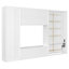 Lit escamotable simple en bois avec meuble télé, 2 tiroirs, tablettes et armoires, blanc-825842831
